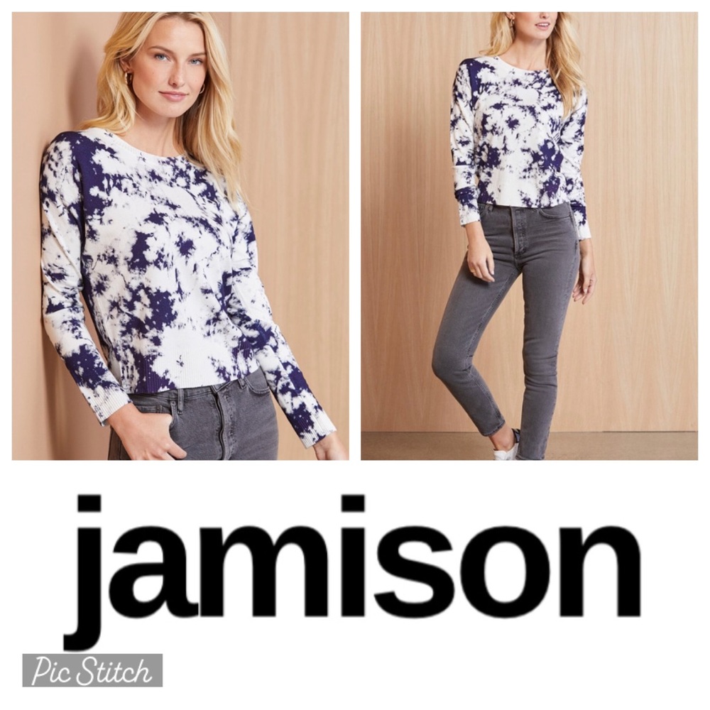 Jamison Evereve Holly Tie Dye Navy Pullover Sweater